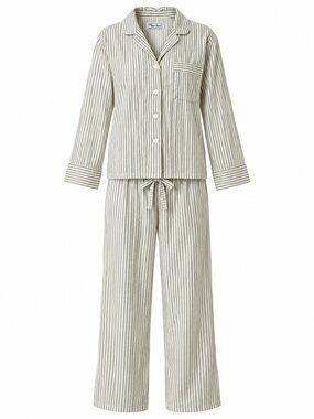 Vintage 90s Esprit Plain Jane Ticking Striped Flannel Pajama Lounge Set Sz M